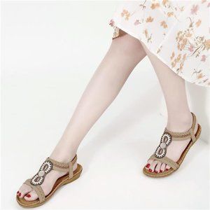 Women's Flats Sandals: Non Slip Elastic Ankle Strap, Perfect for Summer